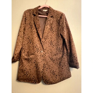 Jodifl Size L Leopard Blazer Single Button